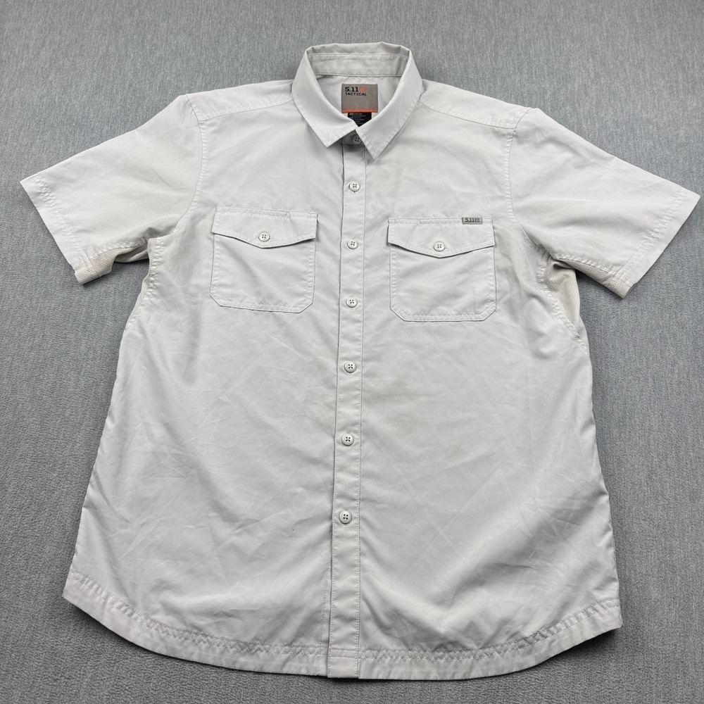 5.11 Tactical Shirt Men Medium Gray UPF50+ Pockets Short Sleeve Workwear Utility